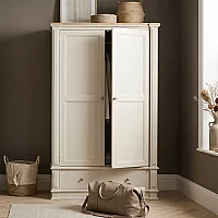 Lawson Oak and Soft White Painted Double Wardrobe