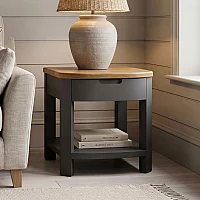 Bradwell Oak and Charcoal Painted 1 Drawer Lamp Table