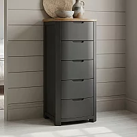 Bradwell Oak and Charcoal Painted 5 Drawer Tallboy