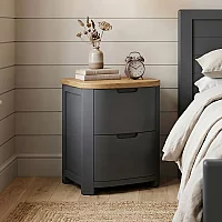 Bradwell Oak and Charcoal Painted 2 Drawer Bedside Chest
