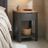 Bradwell Oak and Charcoal Painted 1 Drawer Bedside Chest