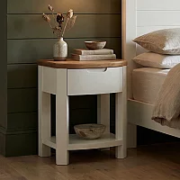 Bradwell Oak and Signal White Painted 1 Drawer Bedside Chest