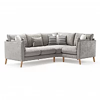 Palermo Silver Chenille Fabric Right Hand Facing Corner Sofa