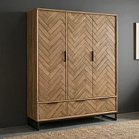 Herringbone Solid Oak Triple Wardrobe