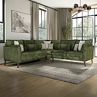 Palermo Olive Green Chenille Fabric Corner Sofa