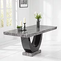 Novara 170cm Dark Grey Pedestal Marble Dining Table