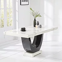 Novara 170cm White and Black Pedestal Marble Dining Table