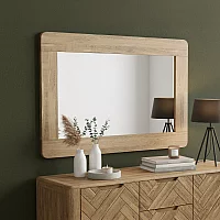 Solid Oak Wall Mirror Herringbone Detail