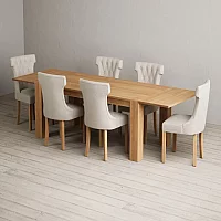 Sheringham 200cm Solid Oak Dining Table with 8 Grey Clara Chairs with Sheringham Oak Extensions Pair