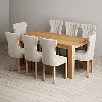 Sheringham 200cm Solid Oak Dining Table with 8 Natural Clara Chairs