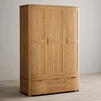 Somerton Curved Solid Oak Triple Wardrobe