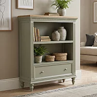 Francis Oak and Soft Green Painted Low Bookcase