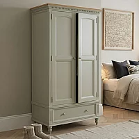 Francis Oak and Soft Green Painted Double Wardrobe