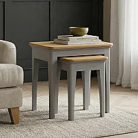 Felton Oak and Light Grey Painted Nest Of Tables