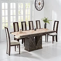 Tenore 220cm Extra Large Marble Dining Table with 10 Black Novara Chairs