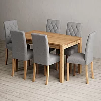 Thetford 150cm Oak Dining Table with 6 Natural Isabella Chairs