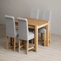 Thetford 120cm Solid Oak Dining Table with 4 Charcoal Grey Braced Chairs