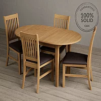 Extending Warwick Solid Oak Dining Table with 4 Light Grey Warwick Chairs