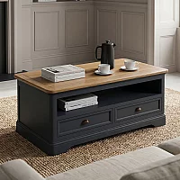 Bridstow Oak and Blue Painted 4 Drawer Coffee Table