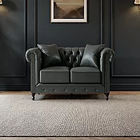 Westminster Chesterfield Grey Leather 2 Seater Sofa
