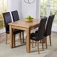 Extending Yateley 130cm Solid Oak Dining Table with 4 Cream Olivia Chairs