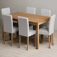 York 150cm Solid Oak Dining Table with 8 Grey Lila Chairs