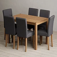 York 120cm Solid Oak Dining Table with 6 Charcoal Lila Chairs