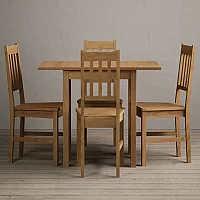 Extending York 70cm Solid Oak Drop Leaf Dining Table with 4 Oak York Chairs