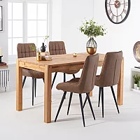 Thetford 150cm Oak Table with 4 Brown Larson Chairs
