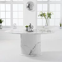 Colby 200cm White Oval Marble Dining Table