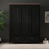 Chateau Noir Oak and Black Painted Triple Wardrobe