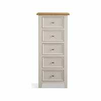 Hemsby Oak and Soft White Painted 5 Drawer Tallboy