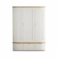 Brahms Oak and Signal White Painted Triple Wardrobe