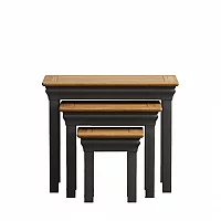Bennett Oak and Charcoal Painted Nest of Tables