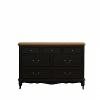 Maison Noir Oak and Black Painted Wide Chest of Drawers