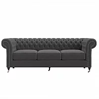 Kensington Chesterfield Dark Grey Velvet 3 Seater Sofa