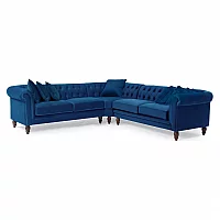Cavendish Medium Blue Velvet Corner Sofa