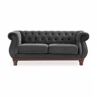 Eton Chesterfield Dark Grey Velvet 2 Seater Sofa