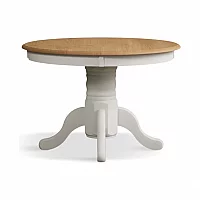 Extending Whatley Oak and Signal White Painted Pedestal Dining Table