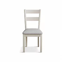 Faversham Cream Painted Chairs with Light Grey Fabric Seat Pad Pair