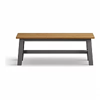 Faversham Large Solid Oak and Light Grey Painted Bench