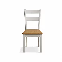 Faversham Signal White Painted Chairs with Oak Seat Pad Pair
