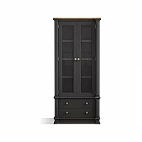 Bewley Oak and Charcoal Grey Painted Glazed Display Cabinet