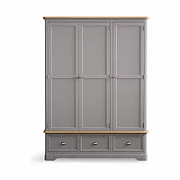 Ashton Oak and Light Grey Painted Triple Wardrobe