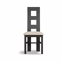 Painted Charcoal Grey Flow Back Dining Chairs Pair with Linen Seat Pad