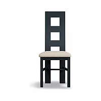 Painted Dark Blue Flow Back Dining Chairs Pair with Linen Seat Pad