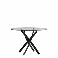 Bernini 110cm Black Leg Glass Dining Table