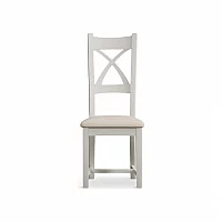 Crossley Signal White X Back Chair with Linen Fabric Seat Pad Pair