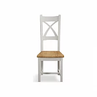 Crossley Signal White X Back Chair with Oak Seat Pad Pair