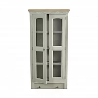 Phillipe Oak and Soft Green Painted Glazed Display Cabinet